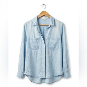 Cloth & Stone Anthropologie Light Blue Tencel Button Down Split Back Shirt Small